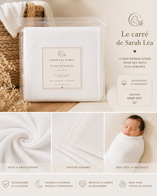 Le Carré de Sarah Léa™ – Couverture d’Emmaillotage Bébé Premium