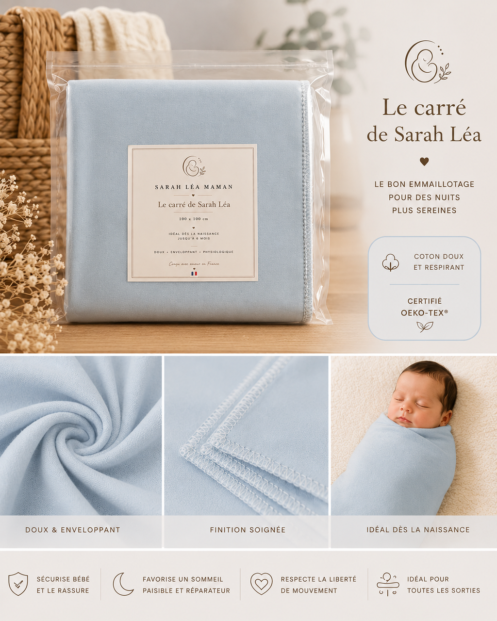 Pack Naissance 2 – Débardeur de portage + Carré de Sarah Léa™